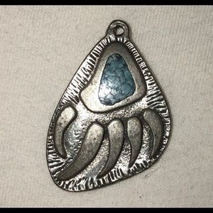 Pendant Turquoise Silver Bear Claw